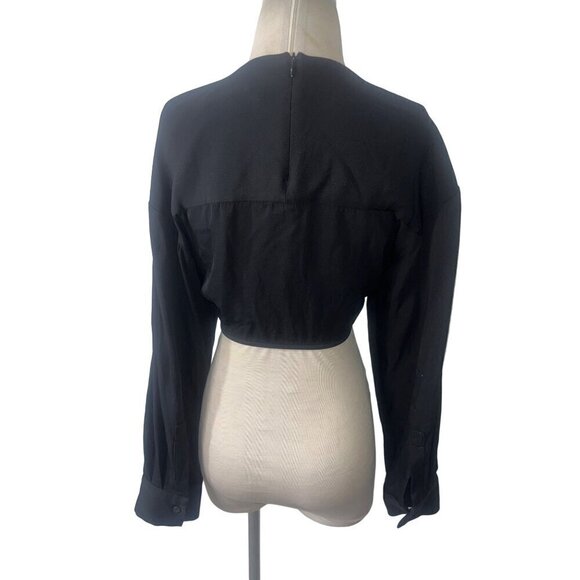 Christopher Esber Ruched Crop Shirt in Black AUS 12 US 8 New Womens Blouse Top - Picture 7 of 14